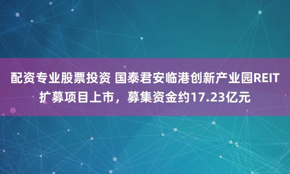 配资专业股票投资 国泰君安临港创新产业园REIT扩募项目上市，募集资金约17.23亿元